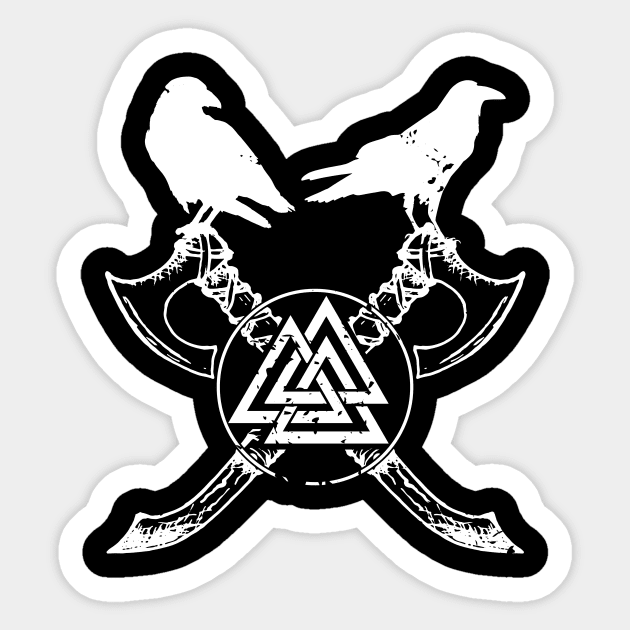 Huginn and Muninn, Odins Raven and Valknut Sticker by Lenny241